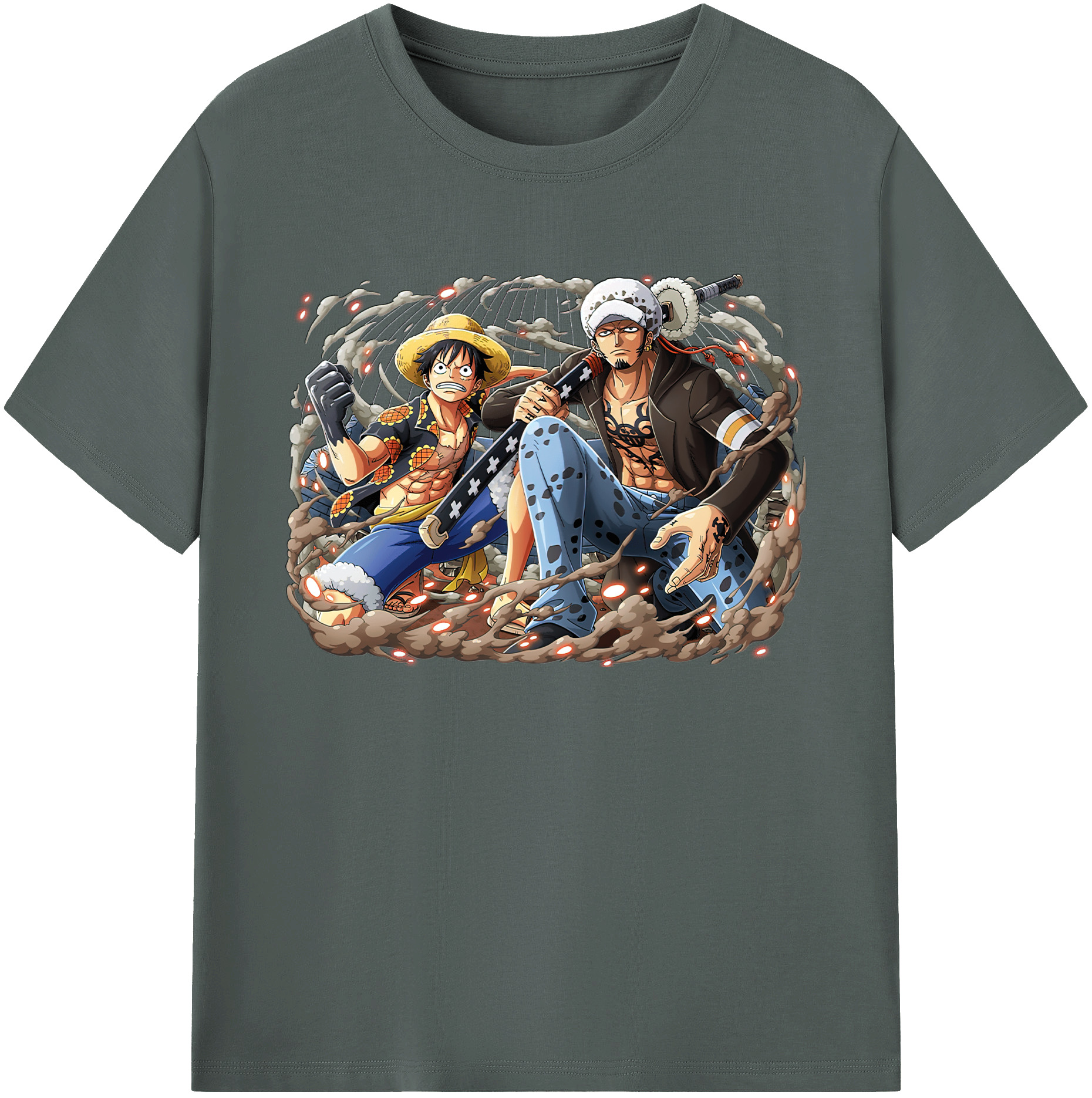 ワンピース モンキー・D・ルフィ ONE PIECE Monkey D. Luffy 綿100％ メンズ半袖Tシャツ｜肌触りやわらか＆通気性